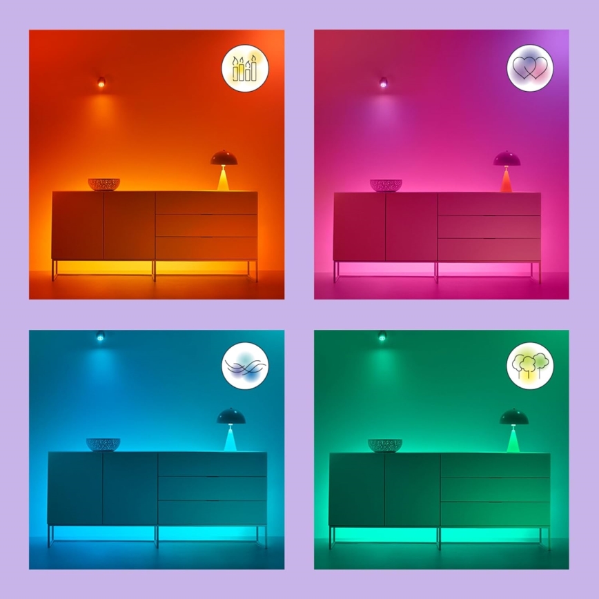 KOMPLEKTS 2x LED RGBW Aptumšojama spuldze C37 E14/4,9W/230V 2200-6500K Wi-Fi - WiZ