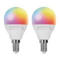 KOMPLEKTS 2x LED RGBW Aptumšojama spuldze MESH Viedā G45 E14/6,5W/230V 2700-6500K - Aigostar
