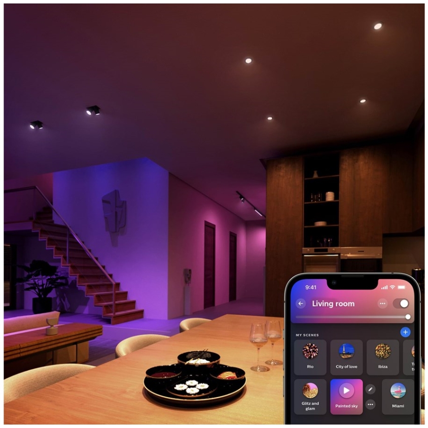 KOMPLEKTS 2x LED RGBW Aptumšojama spuldze Philips Hue White And Color Ambiance GU5,3/MR16/6,3W/12V 2000-6500K