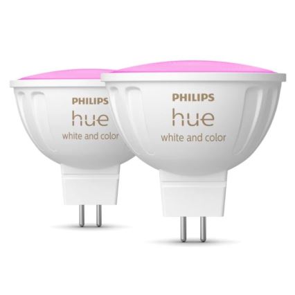 KOMPLEKTS 2x LED RGBW Aptumšojama spuldze Philips Hue White And Color Ambiance GU5,3/MR16/6,3W/12V 2000-6500K