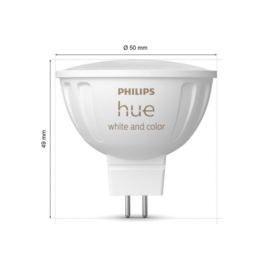 KOMPLEKTS 2x LED RGBW Aptumšojama spuldze Philips Hue White And Color Ambiance GU5,3/MR16/6,3W/12V 2000-6500K