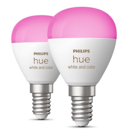 KOMPLEKTS 2x LED RGBW Aptumšojama spuldze Philips Hue White And Color Ambiance P45 E14/5,1W/230V 2000-6500K