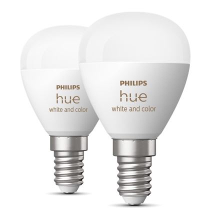 KOMPLEKTS 2x LED RGBW Aptumšojama spuldze Philips Hue White And Color Ambiance P45 E14/5,1W/230V 2000-6500K