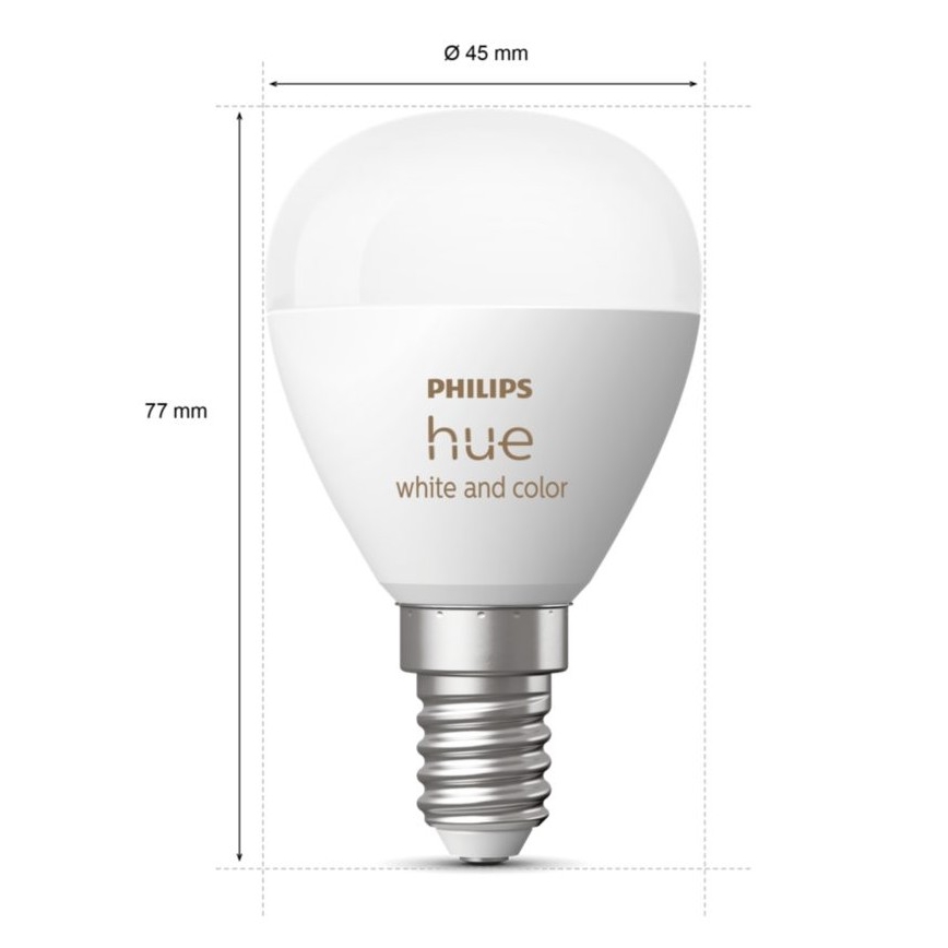KOMPLEKTS 2x LED RGBW Aptumšojama spuldze Philips Hue White And Color Ambiance P45 E14/5,1W/230V 2000-6500K