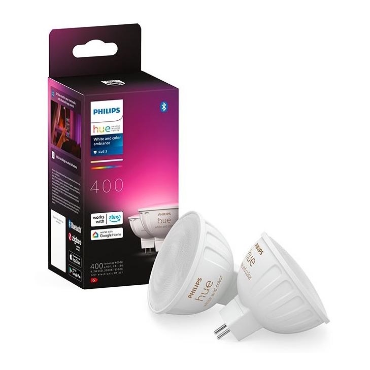 KOMPLEKTS 2x LED RGBW Aptumšojama spuldze Philips Hue White And Color Ambiance GU5,3/MR16/6,3W/12V 2000-6500K