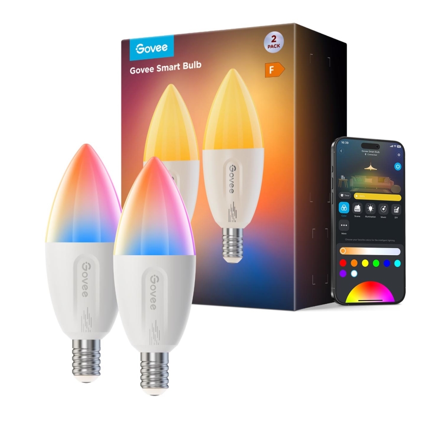 KOMPLEKTS 2x LED RGBWW Aptumšojama spuldze E14/5W/230V 2700-6500K Wi-Fi - Govee