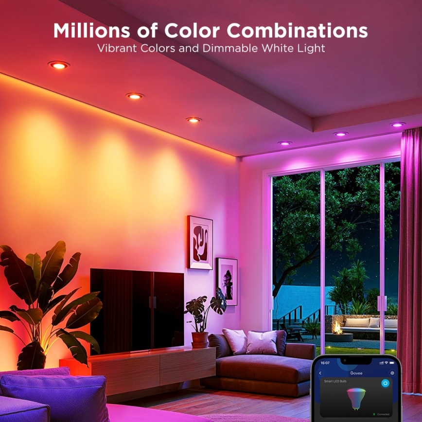 Komplekts 2x LED RGBWW spuldze ar regulējamu spilgtumu MATTER GU10/4,8W/230V 2700-6500K Wi-Fi - Govee