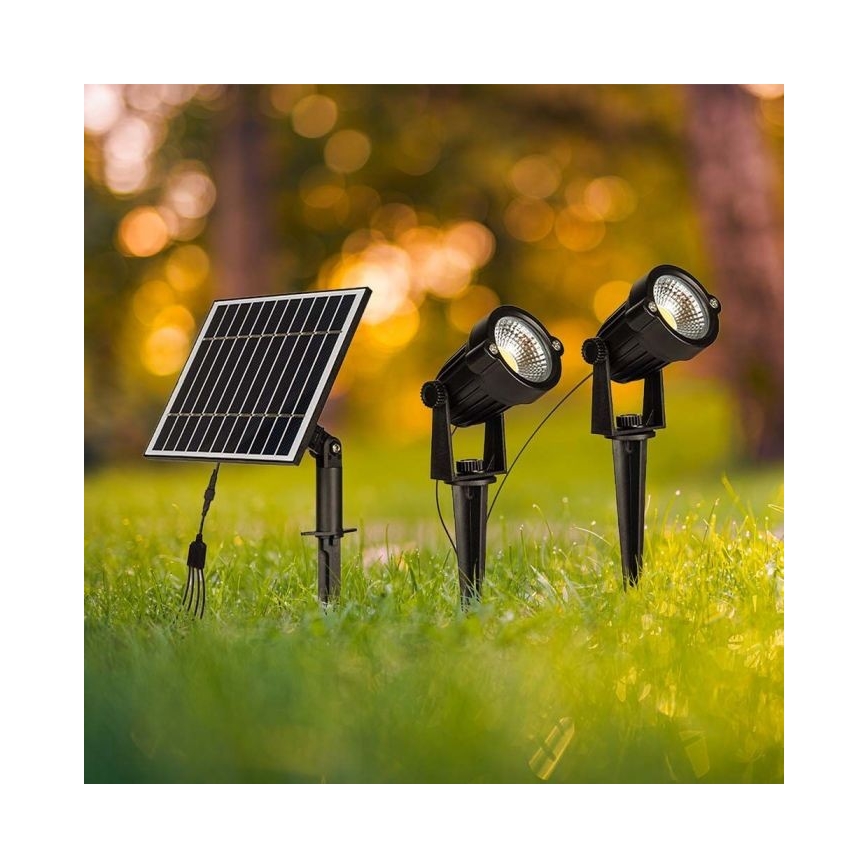 KOMPLEKTS 2x LED Saules enerģijas āra lampa 2xLED/1,2W/3,7V IP65 3000K