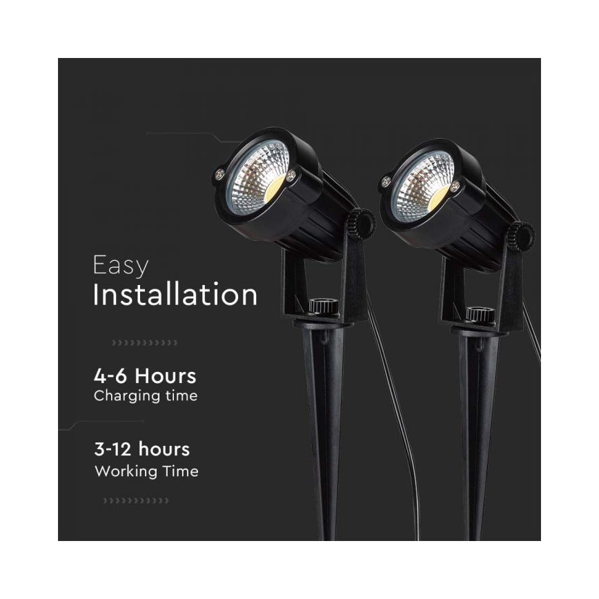 KOMPLEKTS 2x LED Saules enerģijas āra lampa 2xLED/1,2W/3,7V IP65 3000K