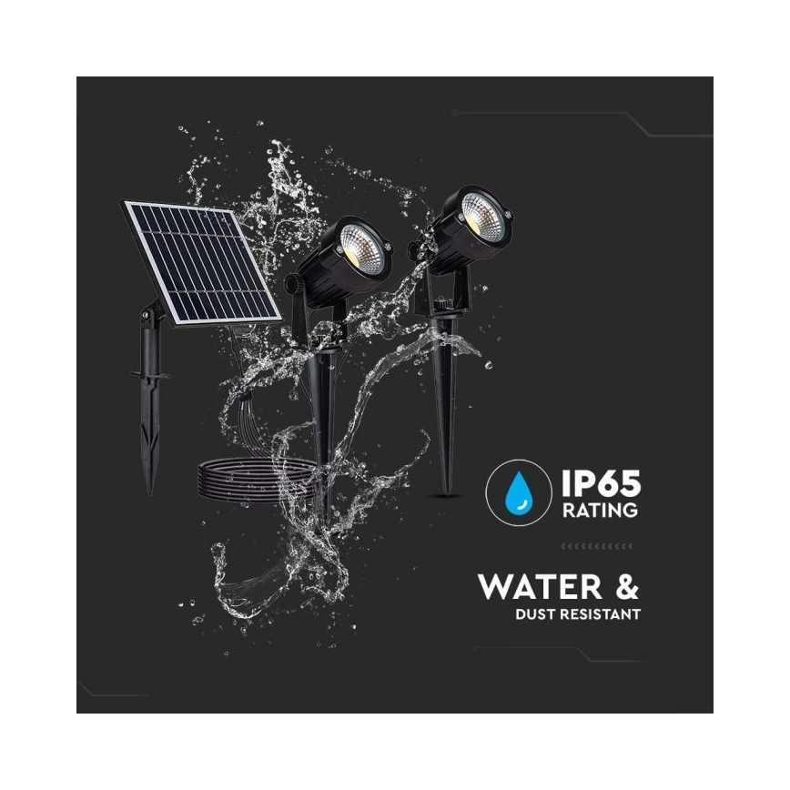 KOMPLEKTS 2x LED Saules enerģijas āra lampa 2xLED/1,2W/3,7V IP65 3000K