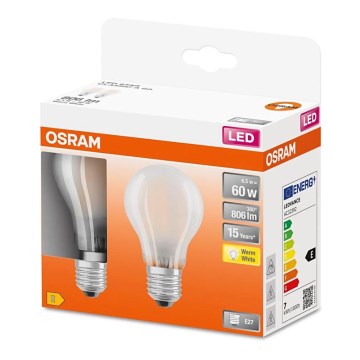 KOMPLEKTS 2x LED Spuldze A60 E27/6,5W/230V 2700K - Osram