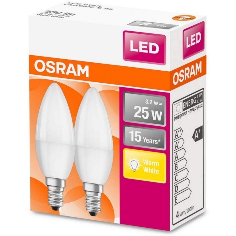 KOMPLEKTS 2x LED spuldze B25 E14/3,2W/230V 2700K - Osram