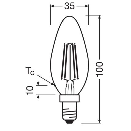 KOMPLEKTS 2x LED Spuldze FILAMENT B35 E14/4W/230V 4000K - Osram