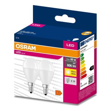 KOMPLEKTS 2x LED Spuldze P45 E14/7W/230V 3000K - Osram