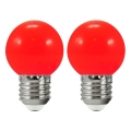 KOMPLEKTS 2x LED Spuldze PARTY E27/0,5W/36V sarkana
