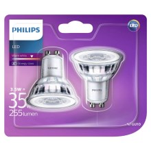 KOMPLEKTS 2x LED spuldze Philips GU10/3,5W/230V 2700K