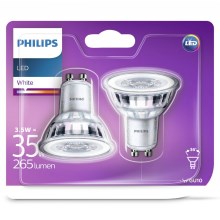 KOMPLEKTS 2x LED Spuldze Philips GU10/3,5W/230V 3000K