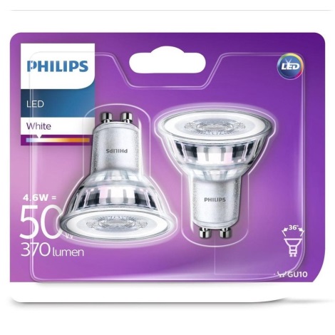 KOMPLEKTS 2x LED Spuldze Philips GU10/4,6W/230V 3000K