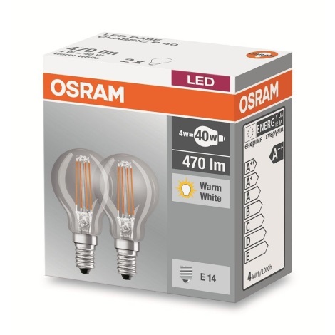 KOMPLEKTS 2x LED Spuldze VINTAGE B40 E14/4W/230V 2700K - Osram