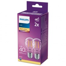 KOMPLEKTS 2x LED Spuldze VINTAGE Philips A60 E27/4,3W/230V 2700K