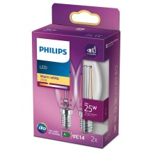 KOMPLEKTS 2x LED Spuldze VINTAGE Philips E14/2W/230V 2700K