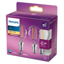 KOMPLEKTS 2x LED Spuldze VINTAGE Philips E14/4,3W/230V 2700K