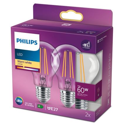 KOMPLEKTS 2x LED Spuldze VINTAGE Philips E27/7W/230V 2700K