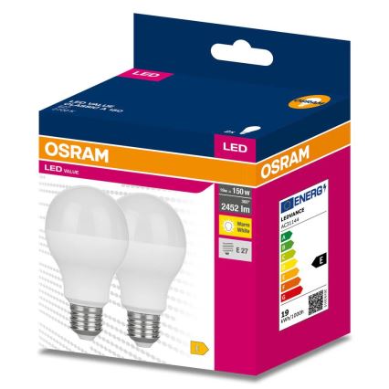 Komplekts 2x LED spuldzes VALUE CLASSIC E27/19W/230V 2700K - Osram