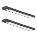 Komplekts 2x LED uzlādējamu mēbeļu apgaismojumu ar kustības un krēslas sensoru VIRO LED/1,2W/3,7V 800 mAh 3000/4000/6500K 30 cm melns