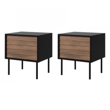 KOMPLEKTS 2x Nakts skapītis CORTINA 51x45 cm melna/rieksts warnia