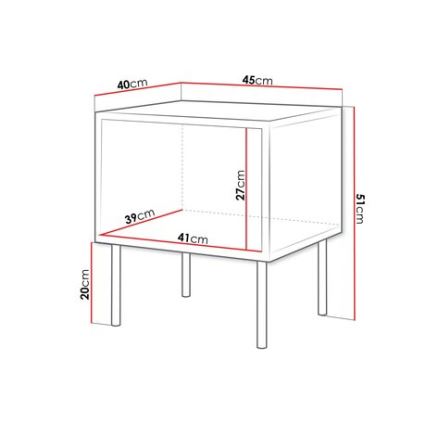 KOMPLEKTS 2x Nakts skapītis CORTINA 51x45 cm melna/rieksts warnia