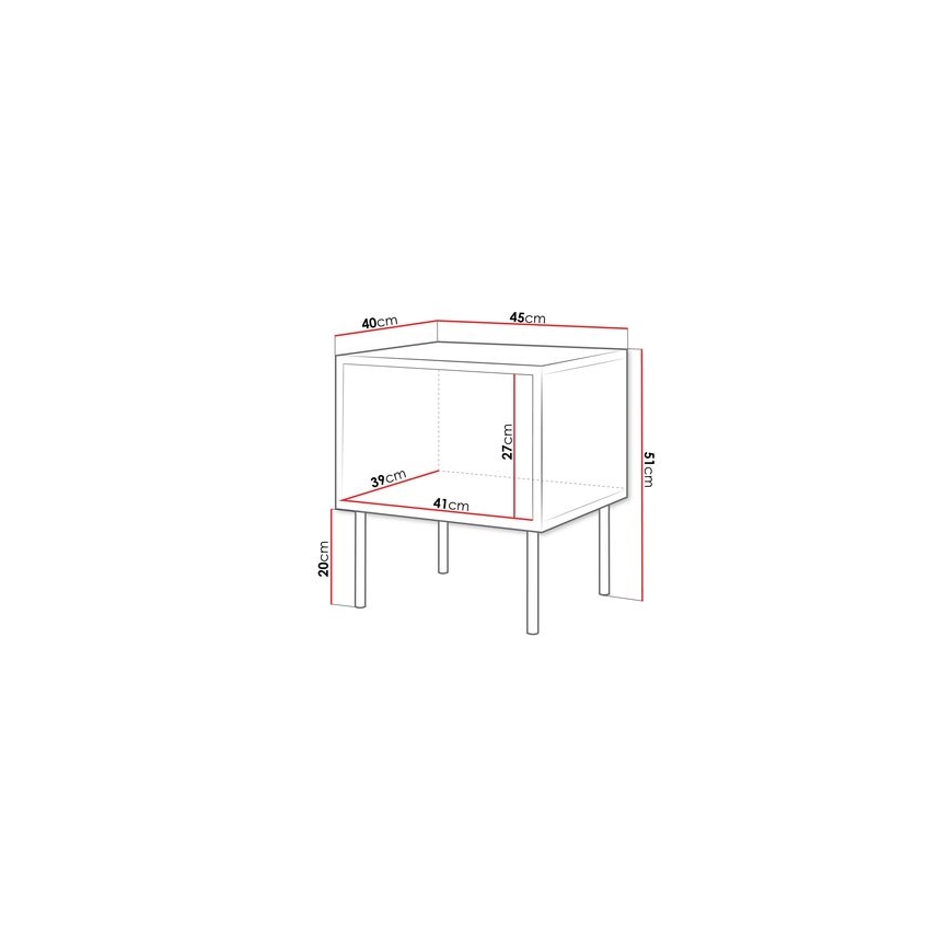 KOMPLEKTS 2x Nakts skapītis CORTINA 51x45 cm melna/rieksts warnia