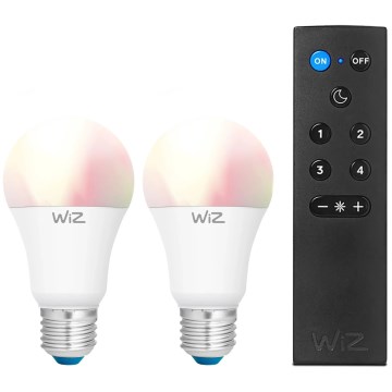 Komplekts 2x regulējama LED RGBW spuldze A60 E27/9W/230V 2200-6500K Wi-Fi + tālvadības pults - WiZ