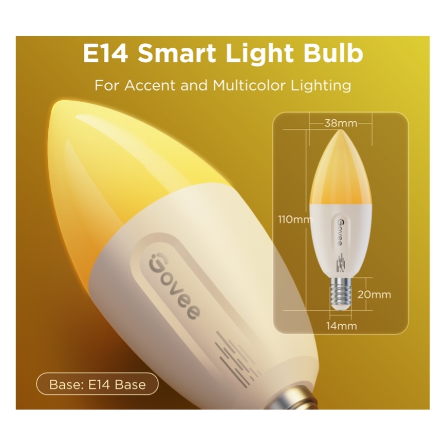 Komplekts 2x LED RGBWW regulējama spuldze MATTER E14/5W/230V 2700-6500K Wi-Fi - Govee