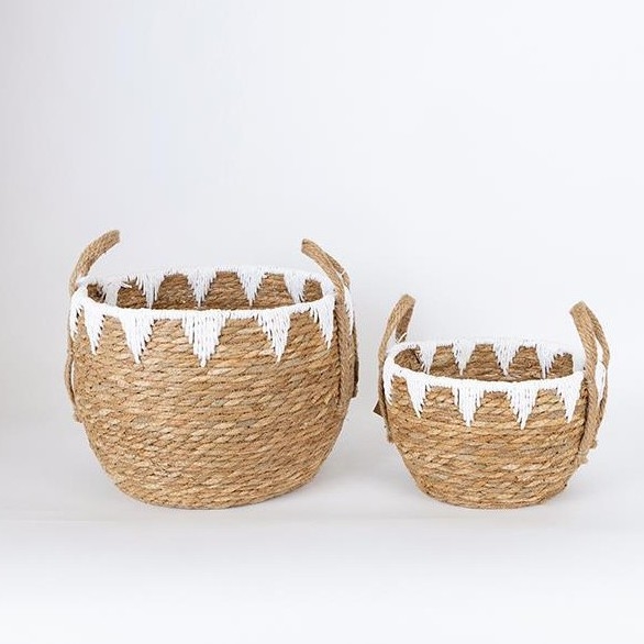 KOMPLEKTS 2x Salmu grozs bēša/balta 32x16,5x18/24x23,5x26 cm
