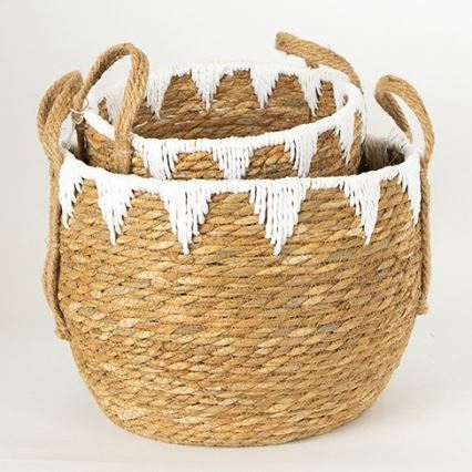 KOMPLEKTS 2x Salmu grozs bēša/balta 32x16,5x18/24x23,5x26 cm