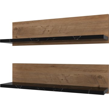Komplekts 2x SHELFIE plaukti — priede/melna