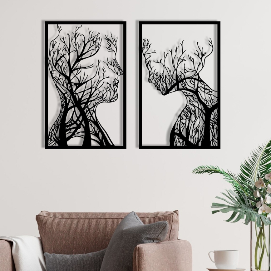 KOMPLEKTS 2x Sienas dekorācija 86x63 cm Dzīvības koks metāls