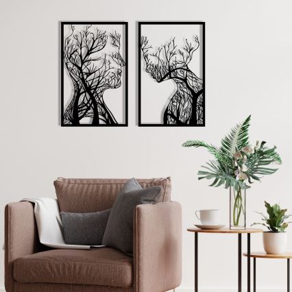 KOMPLEKTS 2x Sienas dekorācija 86x63 cm Dzīvības koks metāls