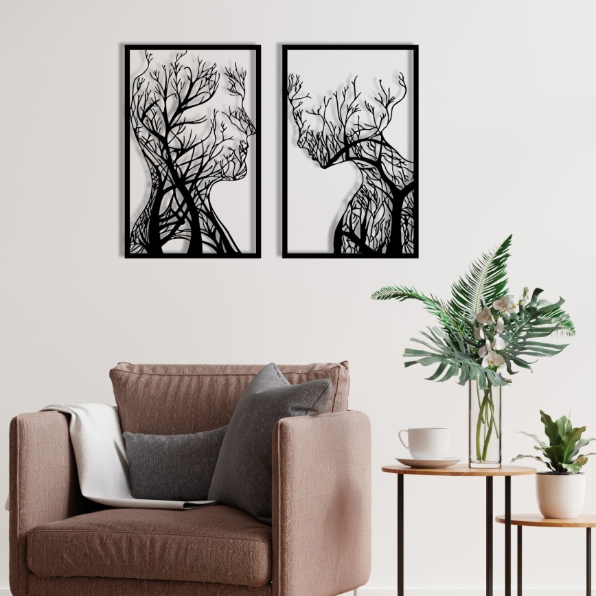 KOMPLEKTS 2x Sienas dekorācija 86x63 cm Dzīvības koks metāls