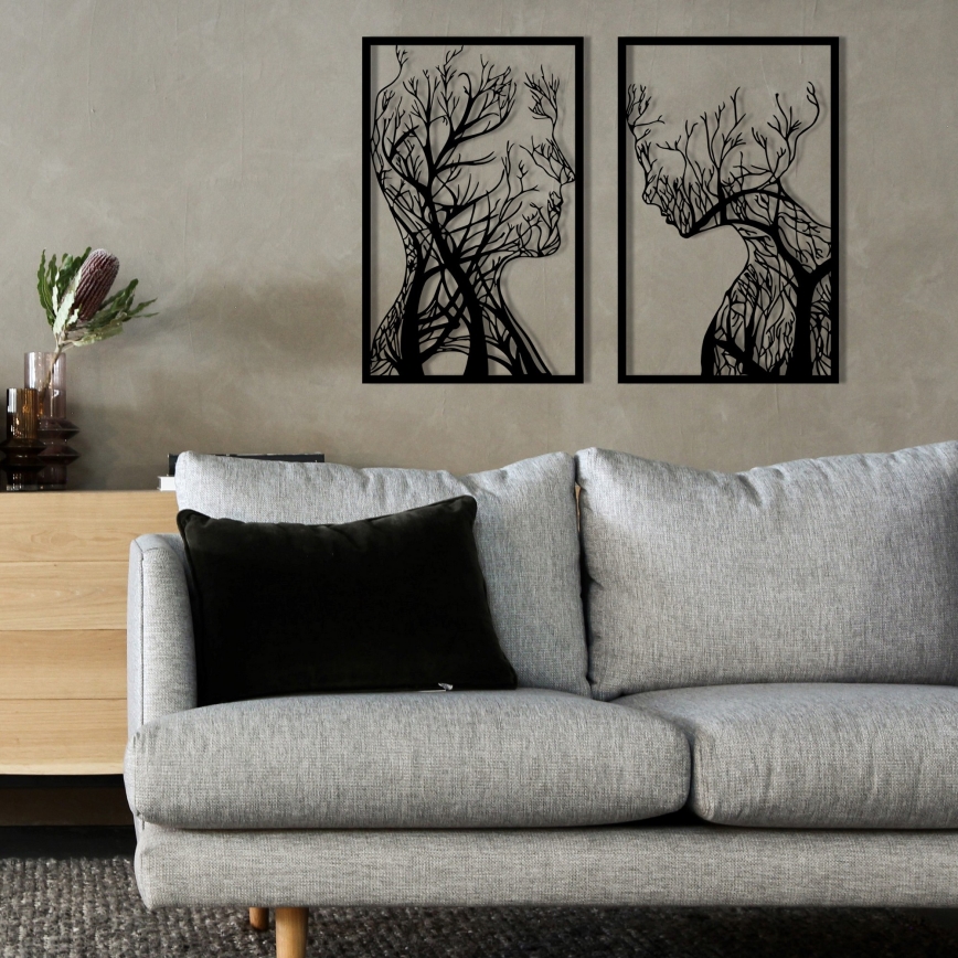 KOMPLEKTS 2x Sienas dekorācija 86x63 cm Dzīvības koks metāls