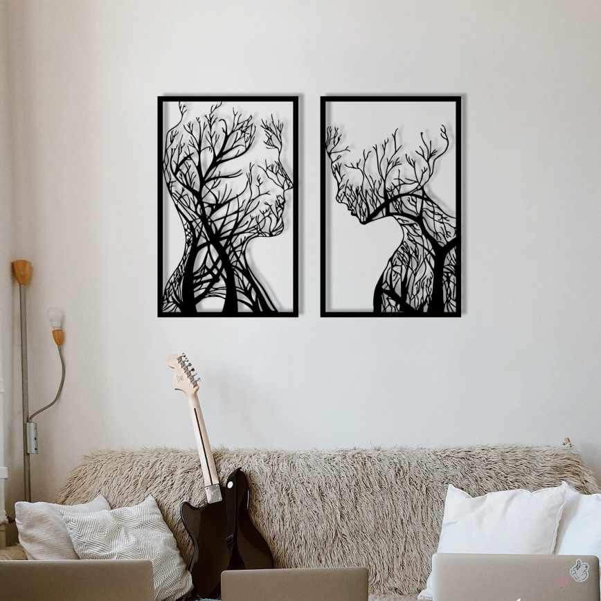 KOMPLEKTS 2x Sienas dekorācija 86x63 cm Dzīvības koks metāls