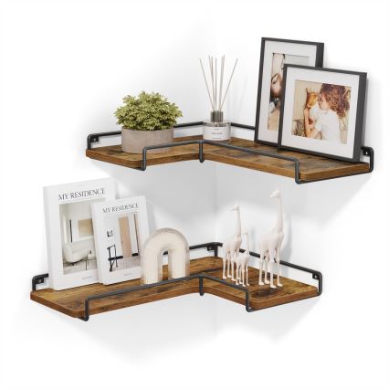 Komplekts 2x sienas plaukti SHELFY 40x10x29 cm brūni/melni