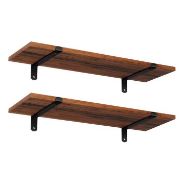 Komplekts 2x sienas plaukti SHELFY, brūni/melni