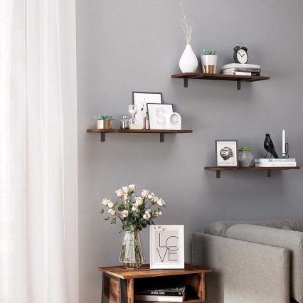Komplekts 2x sienas plaukti SHELFY, brūni/melni