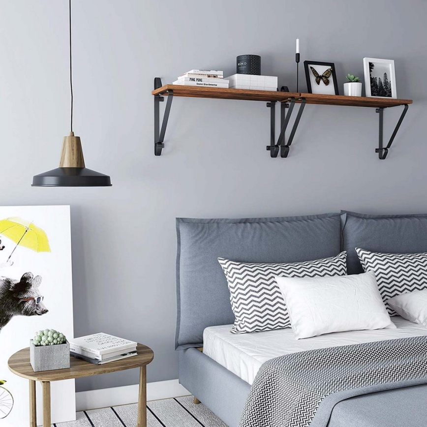 Komplekts 2x sienas plaukti SHELFY, brūni/melni