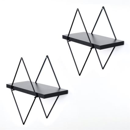 KOMPLEKTS 2x Sienas plaukts melns