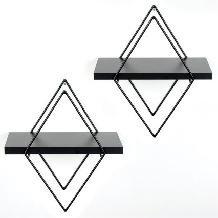 KOMPLEKTS 2x Sienas plaukts melns