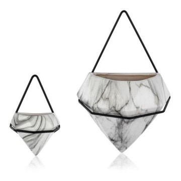 KOMPLEKTS 2x Sienas puķu pods SEMELA 23x20 cm melns