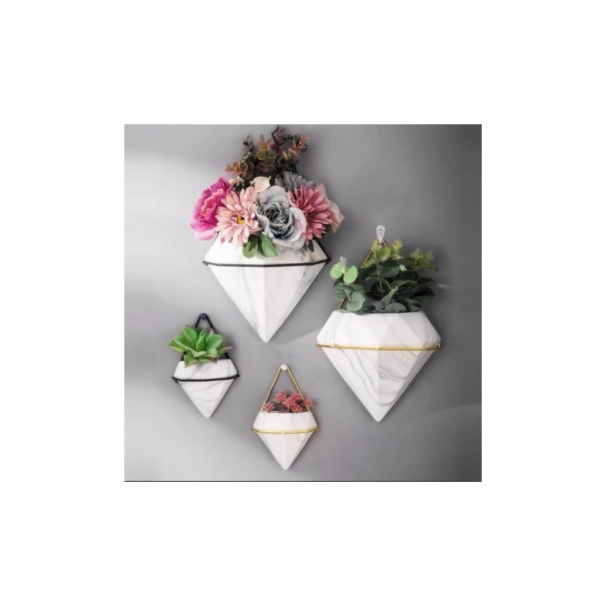 KOMPLEKTS 2x Sienas puķu pods SEMELA 23x20 cm melns